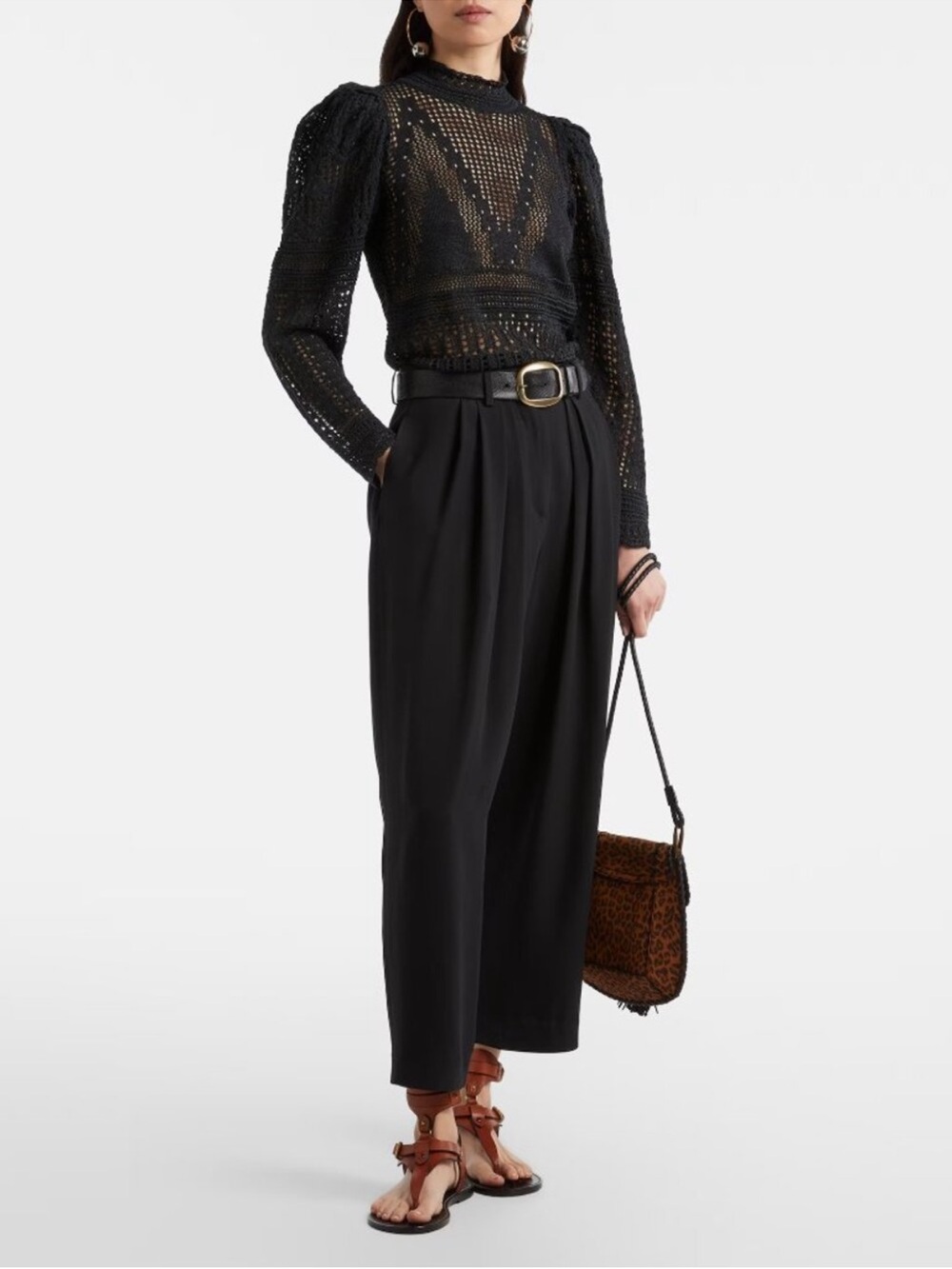 Isabel Marant Etoile Janice tapered barrel wool pleated pants 8 elastic waist